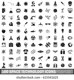 100 space technology icons set in simple style for any design vector illustration