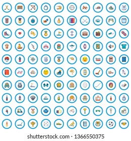 100 sport club icons set. Cartoon illustration of 100 sport club vector icons isolated on white background