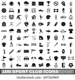 100 sport club icons set in simple style for any design vector illustration