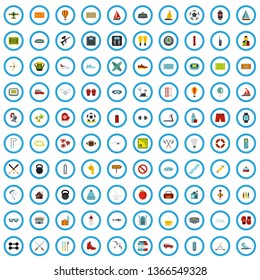 100 sport craft icons set in flat style for any design vector illustration