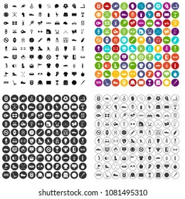 100 sport equipment icons set vector in 4 variant for any web design isolated on white