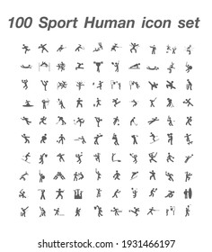 100 Sport Human icon set Vector