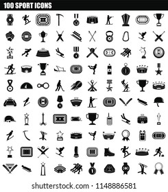 100 sport icon set. Simple set of 100 sport vector icons for web design isolated on white background