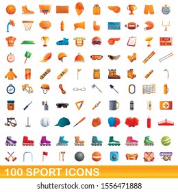 100 sport icons set. Cartoon illustration of 100 sport icons vector set isolated on white background