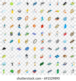 100 sport icons set in isometric 3d style for any design vector illustration