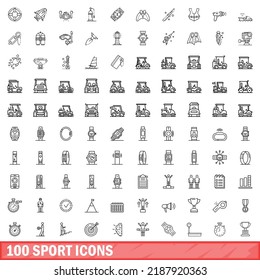 100 sport icons set. Outline illustration of 100 sport icons vector set isolated on white background