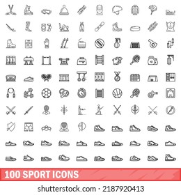 100 sport icons set. Outline illustration of 100 sport icons vector set isolated on white background