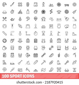 100 sport icons set. Outline illustration of 100 sport icons vector set isolated on white background