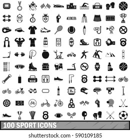 100 sport icons set in simple style for any design vector illustration