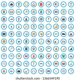 100 sport journalist icons set. Cartoon illustration of 100 sport journalist vector icons isolated on white background