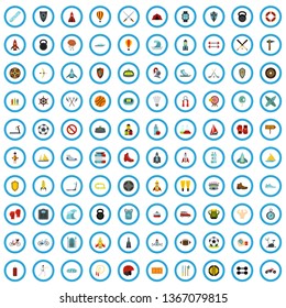 100 sport startup icons set in flat style for any design vector illustration