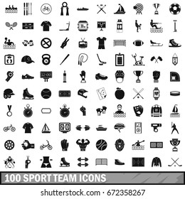 100 sport team icons set in simple style for any design vector illustration