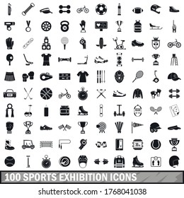 100 sports exhibition icons set in simple style for any design vector illustration