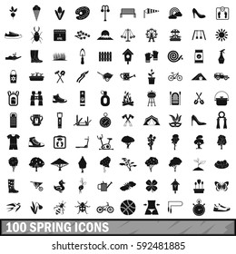 100 spring icons set in simple style for any design vector illustration