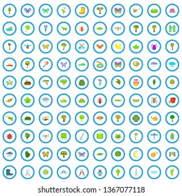 100 spring time icons set in cartoon style for any design vector illustration