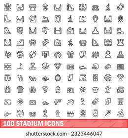 100 stadium icons set. Outline illustration of 100 stadium icons vector set isolated on white background