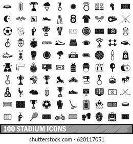 100 stadium icons set in simple style for any design vector illustration