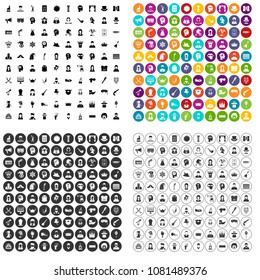 100 stage actor icons set vector in 4 variant for any web design isolated on white