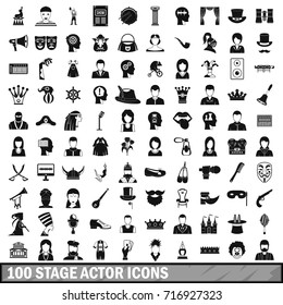 100 stage actor icons set in simple style for any design vector illustration