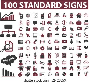 100 standard signs. vector