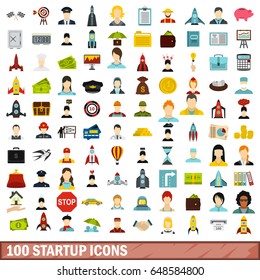100 startup icons set in flat style for any design vector illustration