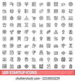 100 startup icons set. Outline illustration of 100 startup icons vector set isolated on white background