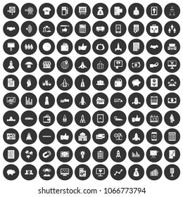 100 startup icons set in simple style white on black circle color isolated on white background vector illustration