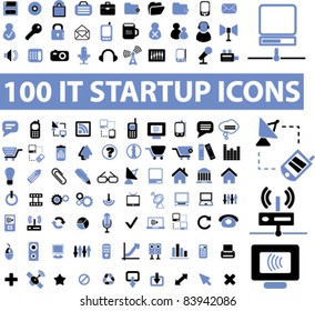 100 iconos de inicio, signos, ilustración vectorial