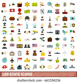 100 state icons set in flat style for any design vector illustration