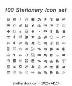 100 Stationery icon set vector