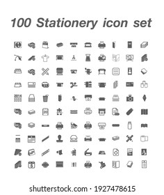 100 Stationery icon set vector