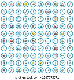 100 stationery icons set. Cartoon illustration of 100 stationery vector icons isolated on white background