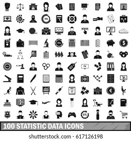 100 statistic data icons set in simple style for any design vector illustration