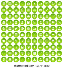 100 statistic data icons set green circle isolated on white background vector illustration