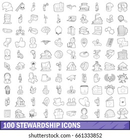 100 Stewardship Icons Set In Outline Style For Any Design Vector Illustration