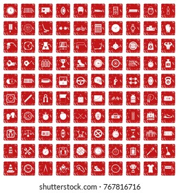 100 stopwatch icons set in grunge style red color isolated on white background vector illustration