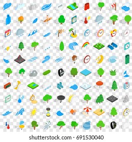 100 storm icons set in isometric 3d style for any design vector illustration