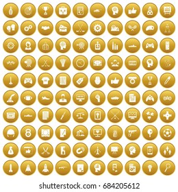 100 strategy icons set gold