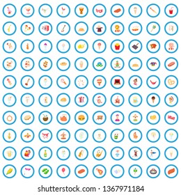 100 street festival icons set in cartoon style for any design vector illustration