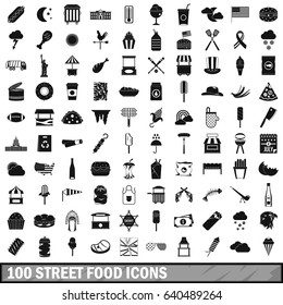 100 street food icons set in simple style for any design vector illustration