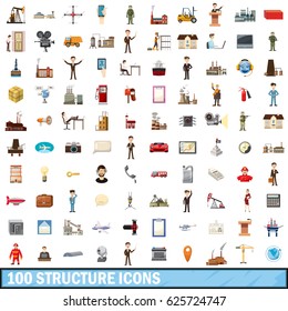 100 structure icons set in cartoon style for any design vector illustration