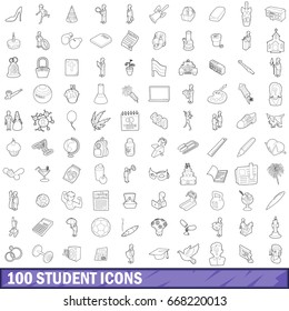 100 student icons set in outline style for any design vector illustration