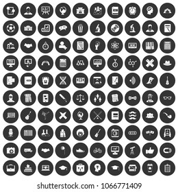 100 student icons set in simple style white on black circle color isolated on white background vector illustration