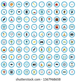 100 study reclame icons set in flat style for any design vector illustration