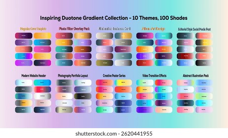 100 stunning duotone gradients across 10 themes. Perfect for design projects!