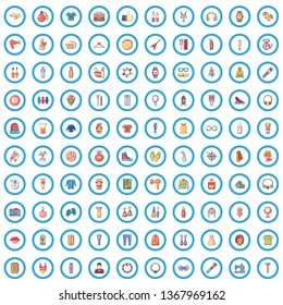 100 stylist icons set. Cartoon illustration of 100 stylist vector icons isolated on white background