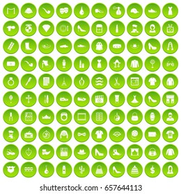 100 stylist icons set green circle isolated on white background vector illustration