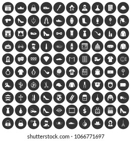 100 stylist icons set in simple style white on black circle color isolated on white background vector illustration