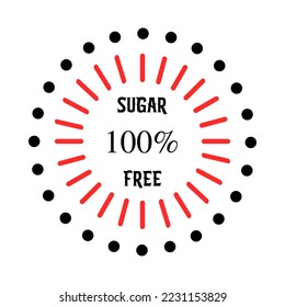 100% sugar free cubes in circle icon for no sugar added product package design. Vector illustration