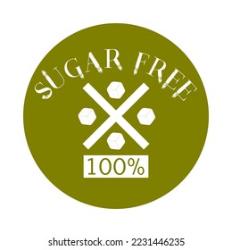 100% Sugar free cubes in green background. Vector illustration. 